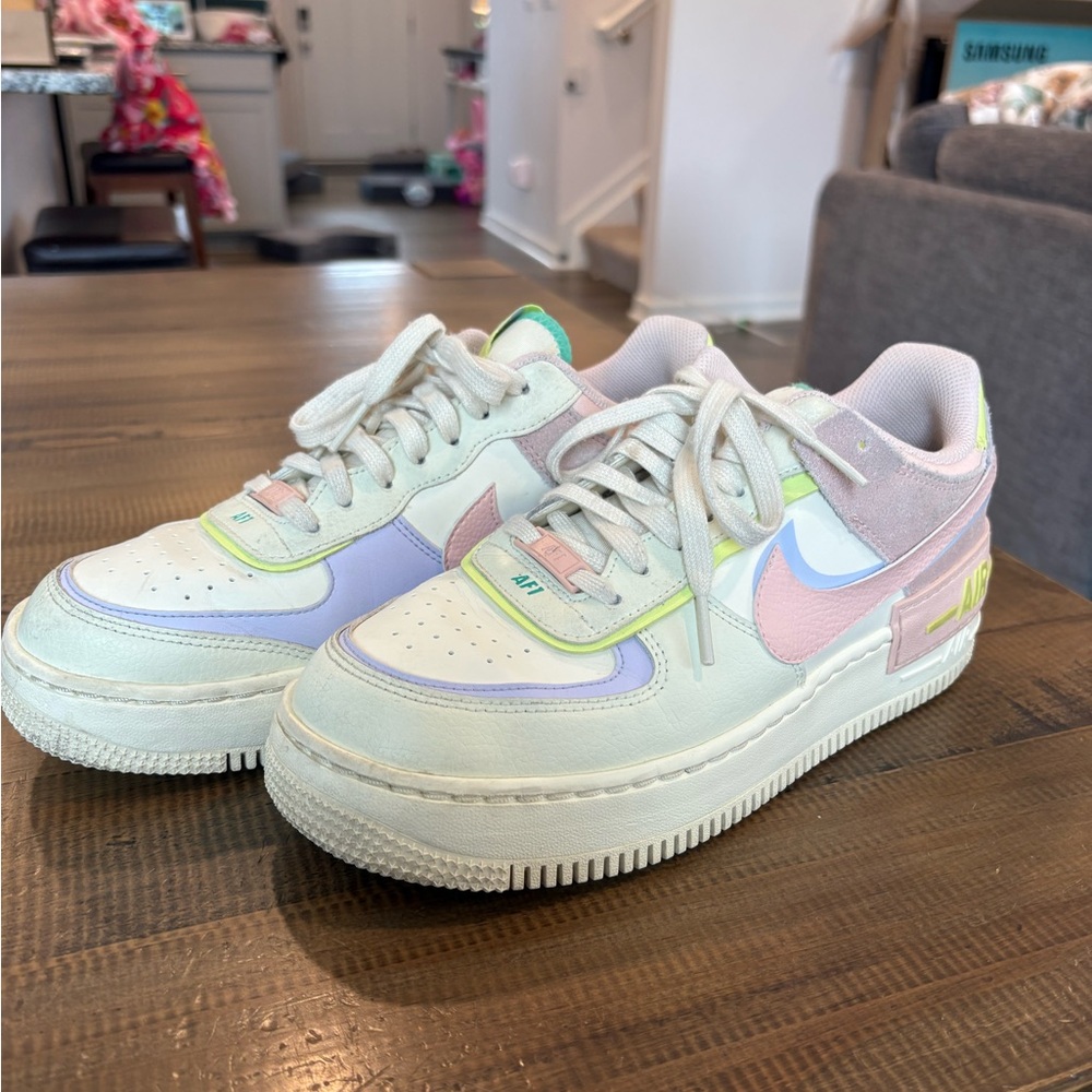 Nike Pastel Low-Top Sneakers with Pink and Purple Accents